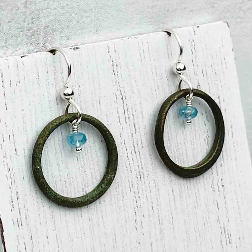 Rich Green Celtic Ring Money Earrings with Genuine Apatite | Artifact #4995