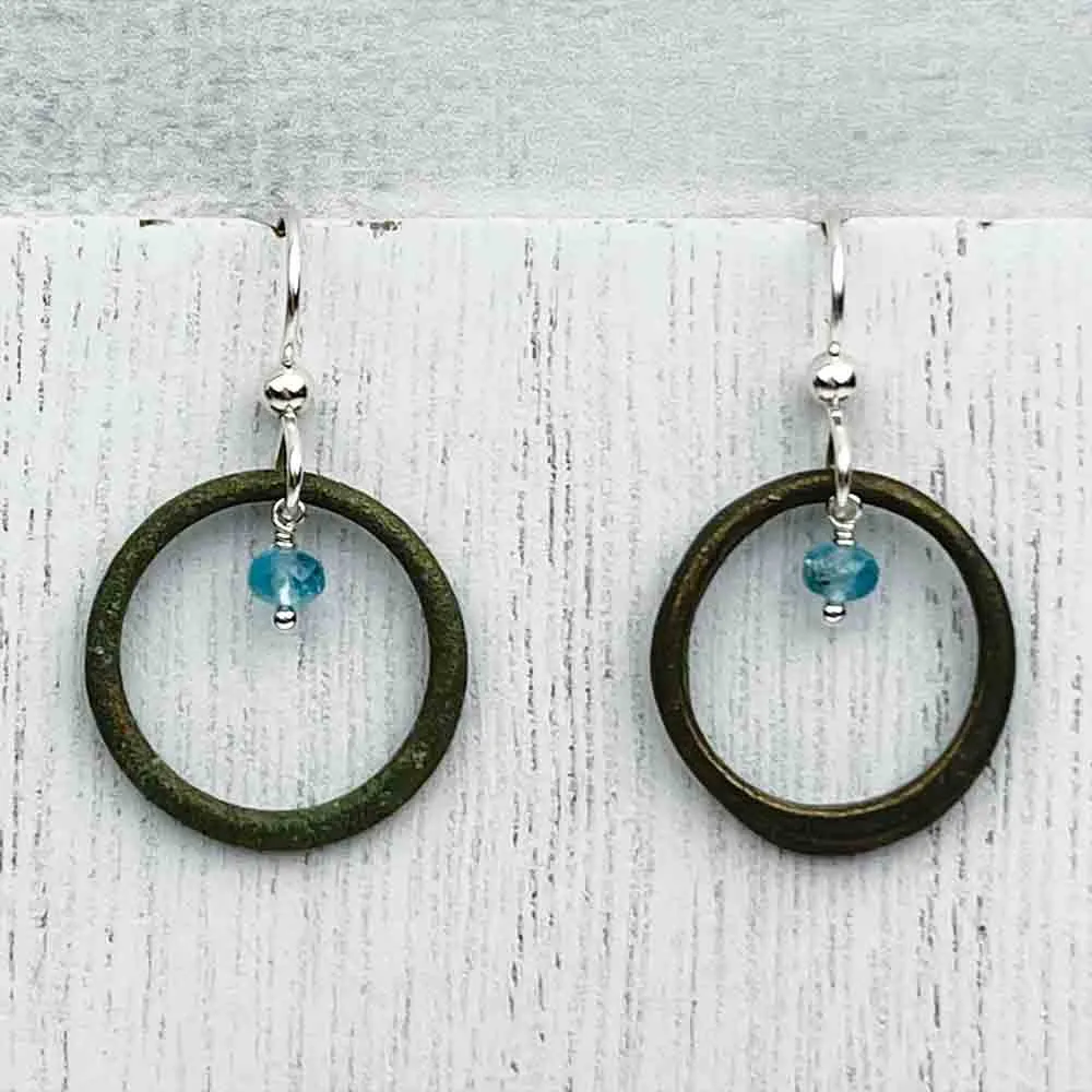 Rich Green Celtic Ring Money Earrings with Genuine Apatite | Artifact #4995