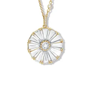 Roi Soleil Large Necklace Pendant Yellow Gold - White Topaz & Diamond