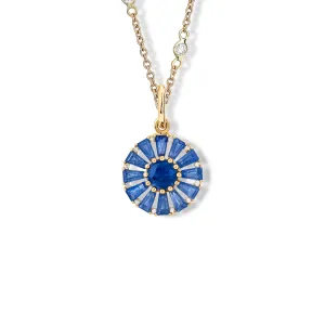 Roi Soleil Small Necklace Pendant 18ct Yellow Gold - Sapphire & Diamond