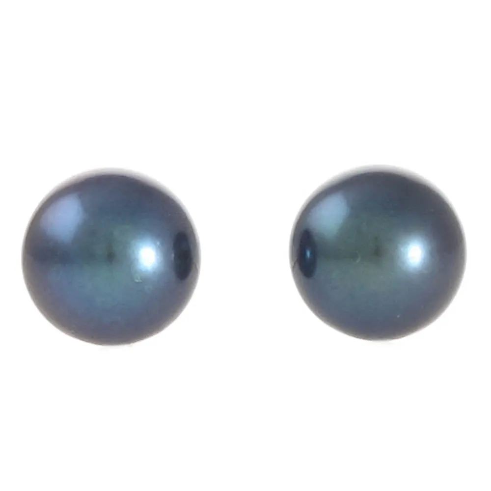 Round Black Freshwater Studs