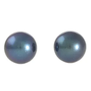 Round Black Freshwater Studs