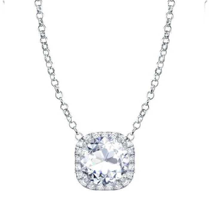 Round Cushion Halo Forever One Moissanite Pendant