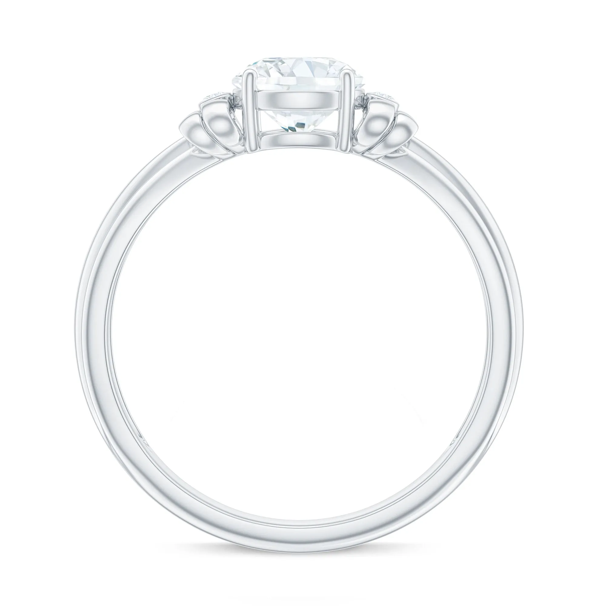 Round Cut Moissanite Solitaire Engagement Ring with Bow