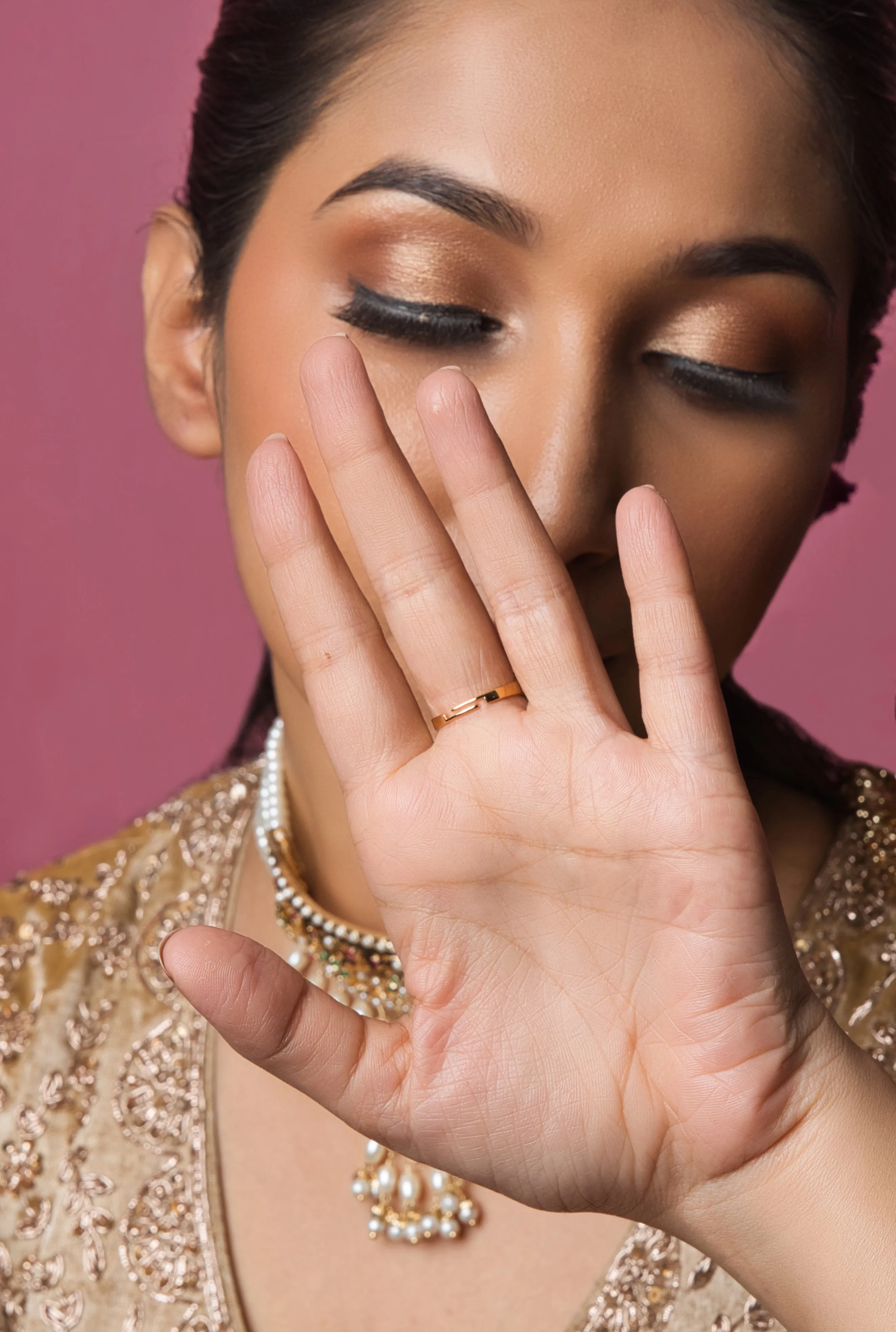 Royal Drop-shaped Kundan Ring - Adjustable