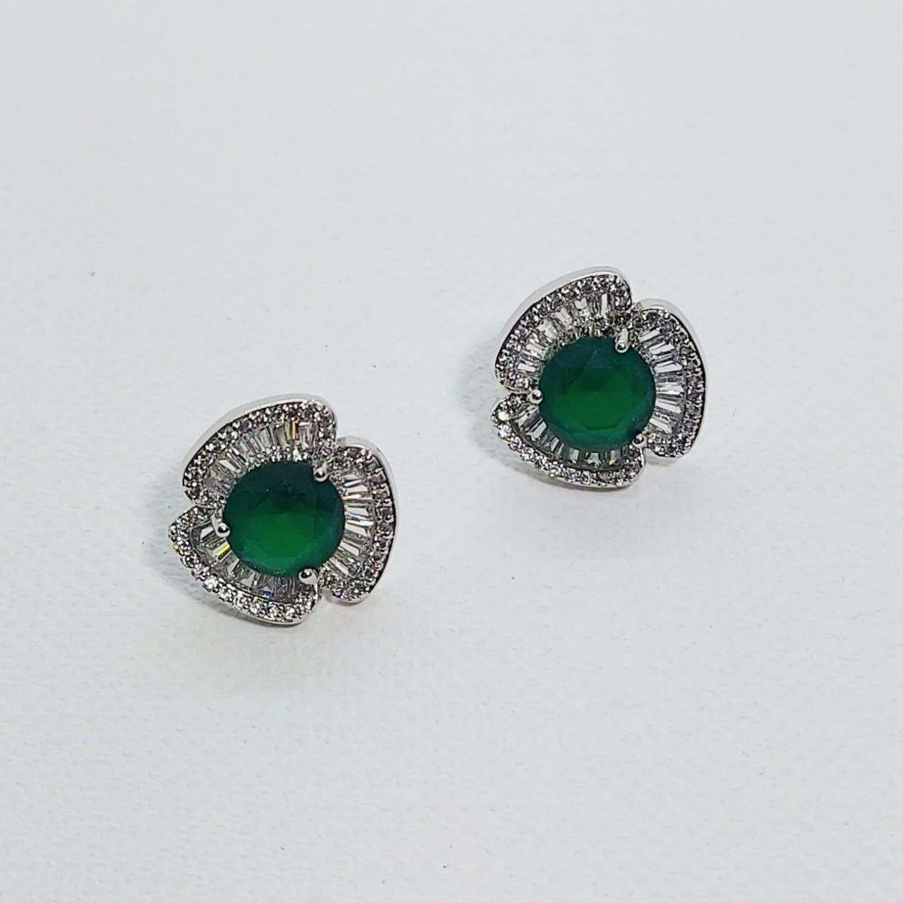 SAISHA- GREEN MINIMALISTCUBIC ZIRCONIA STUDS