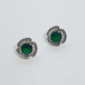 SAISHA- GREEN MINIMALISTCUBIC ZIRCONIA STUDS