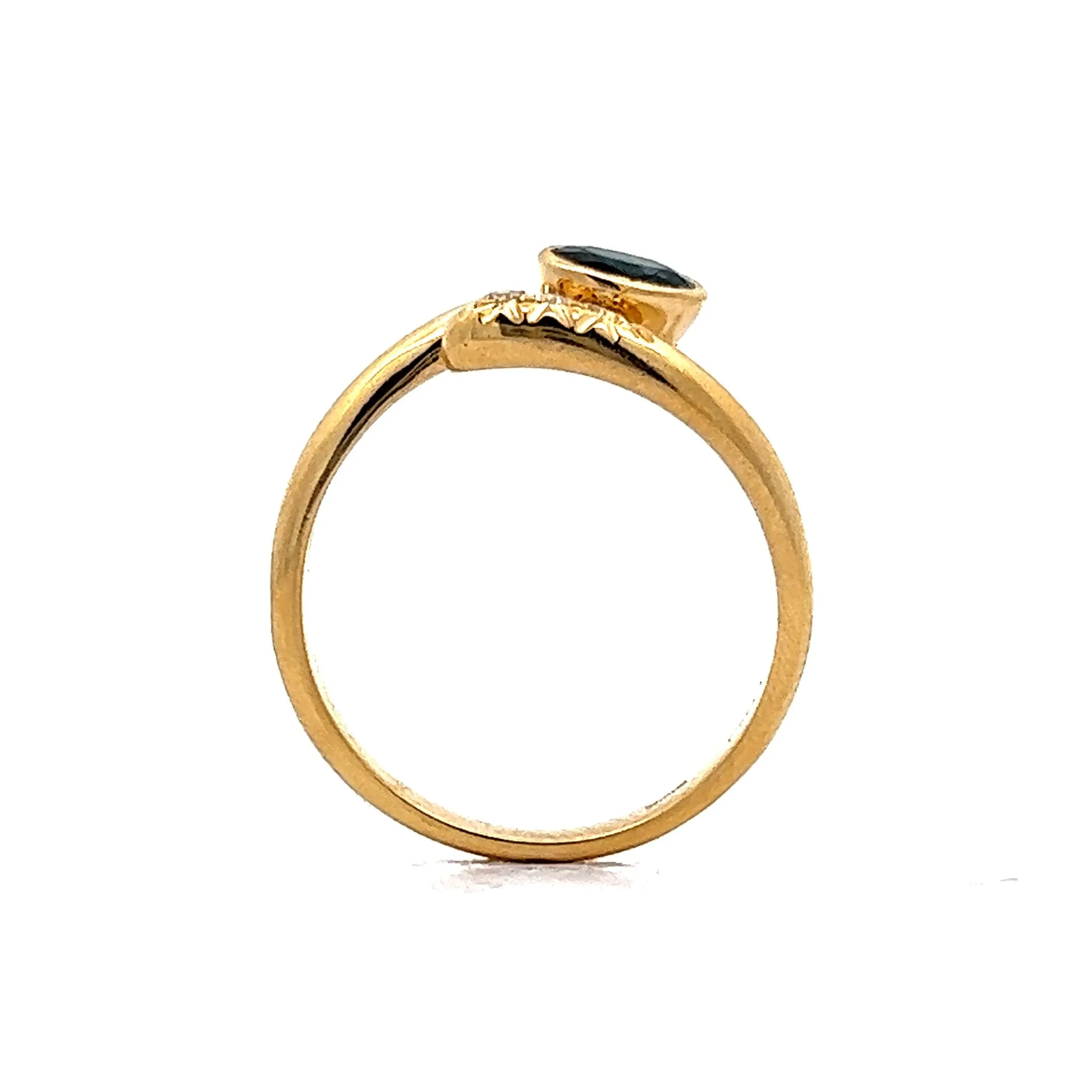 Sapphire & Diamond Bypass Ring in 18k Yellow Gold