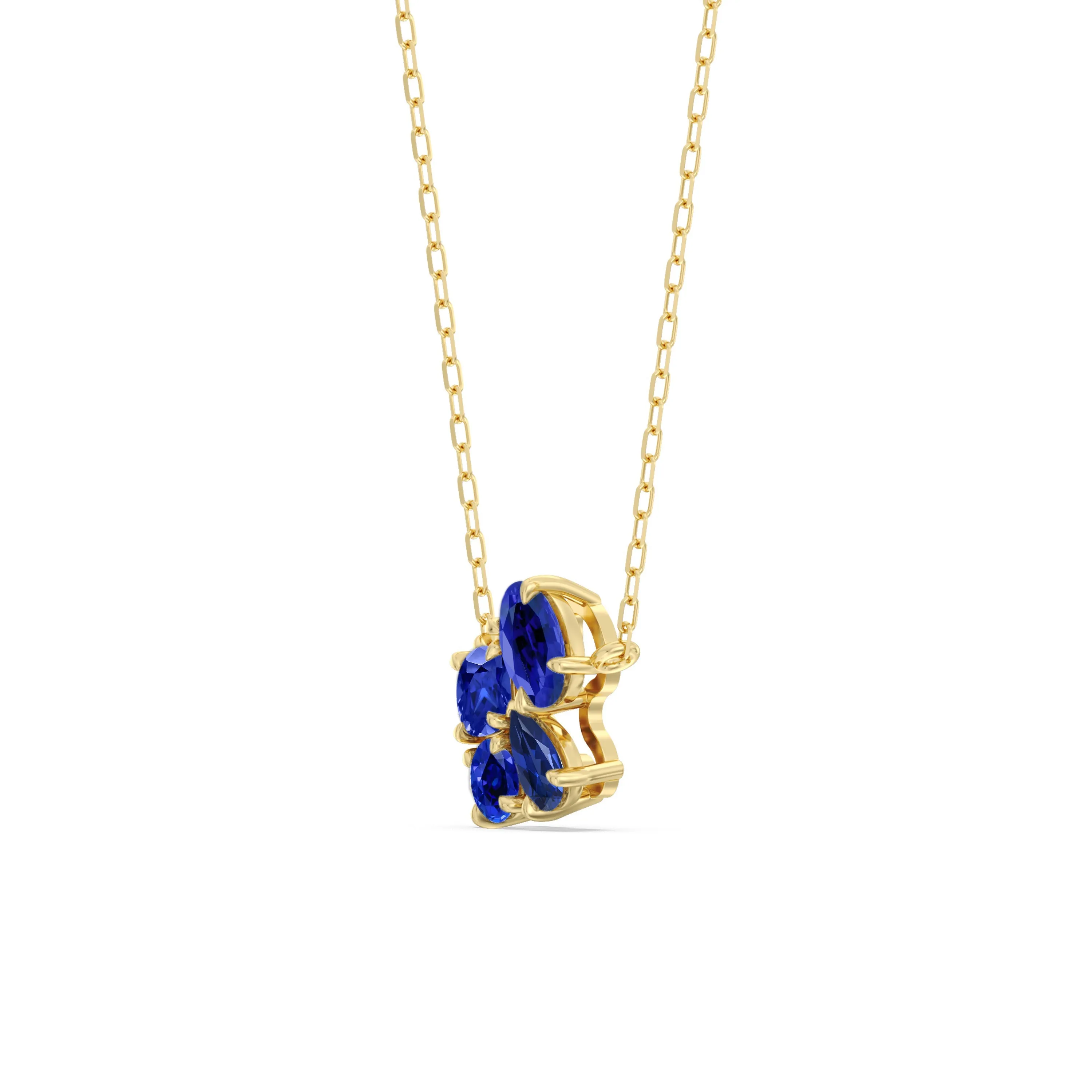 Sapphire Brilliant Cluster Necklace