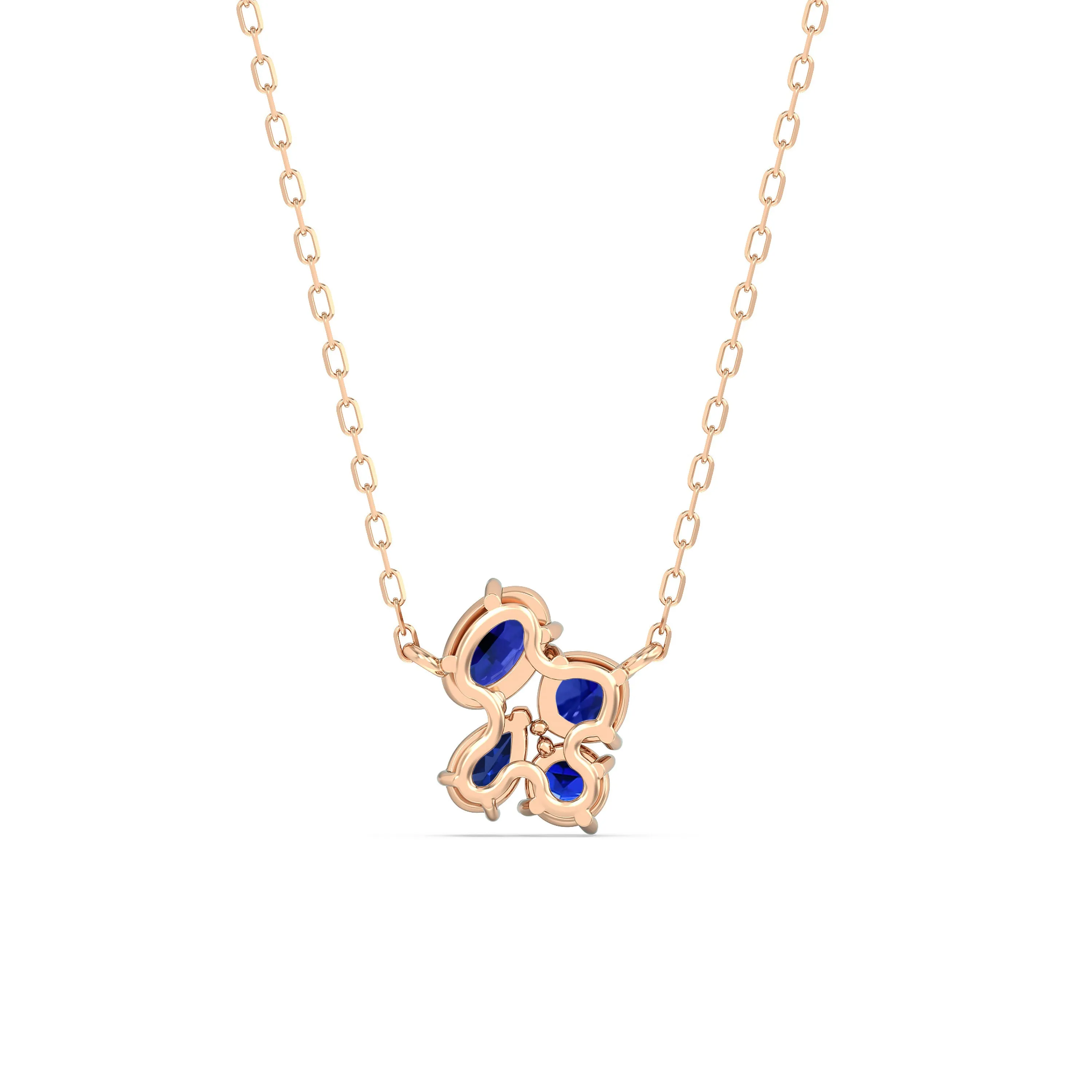 Sapphire Brilliant Cluster Necklace