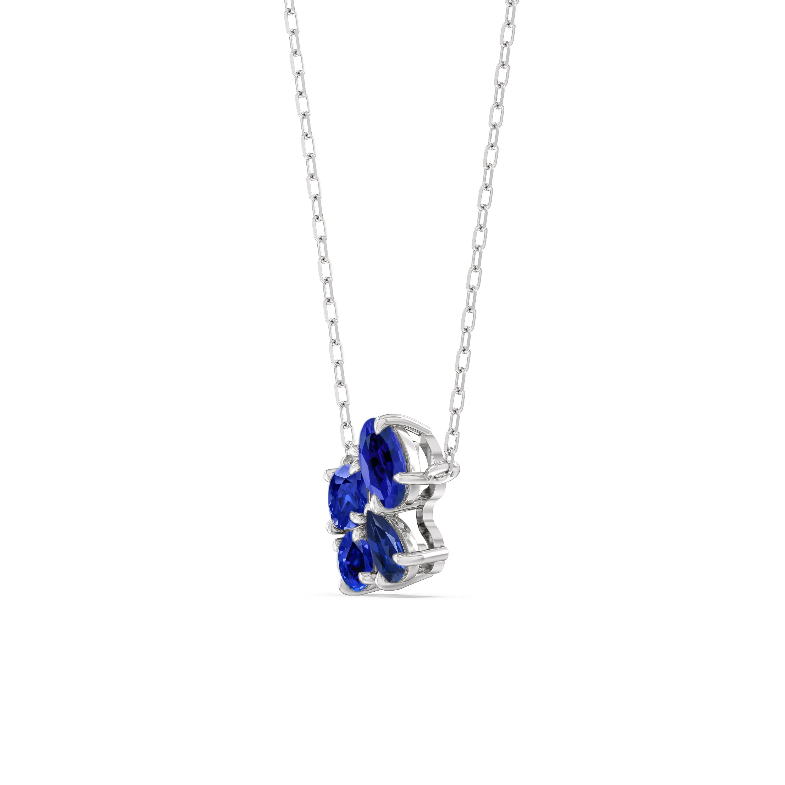 Sapphire Brilliant Cluster Necklace