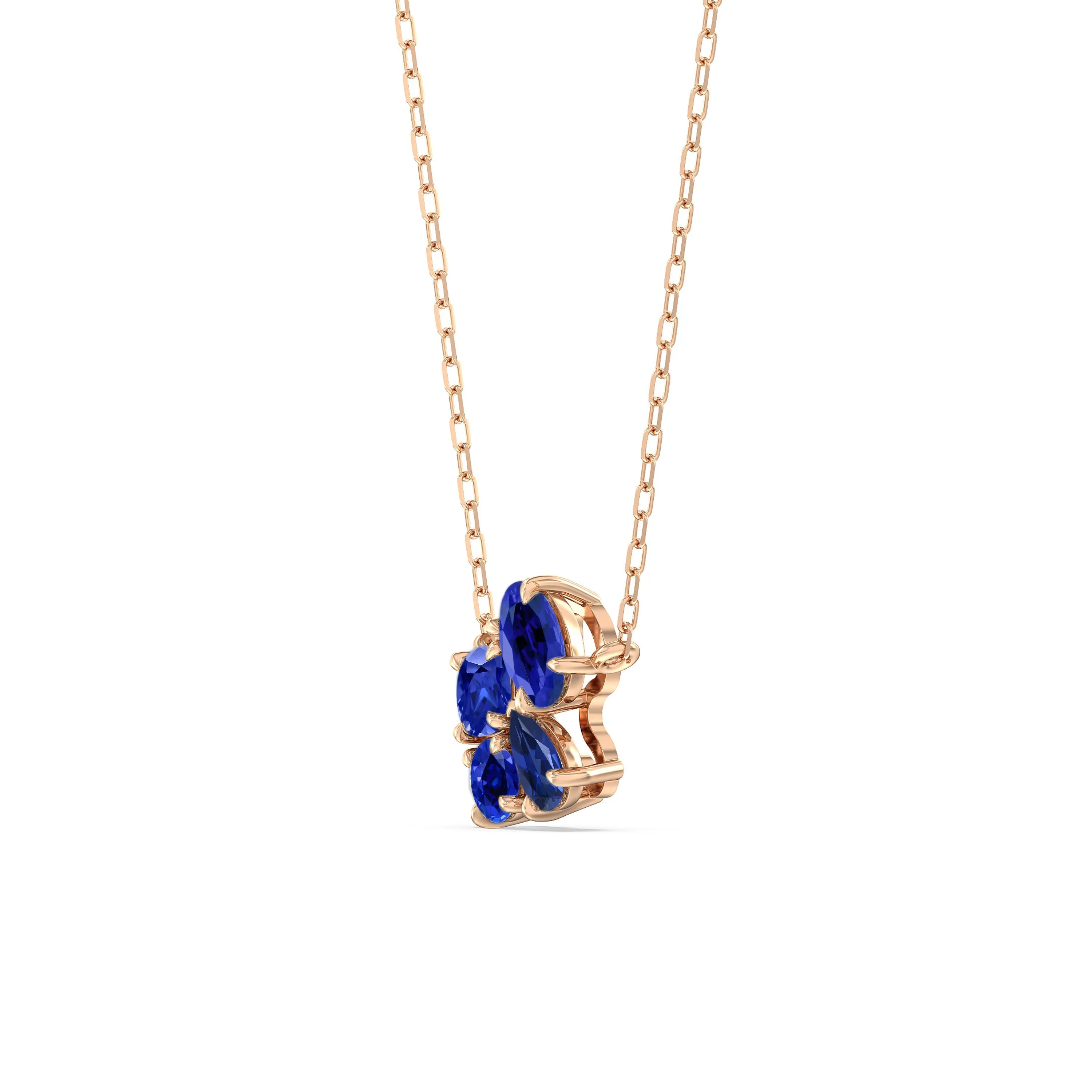 Sapphire Brilliant Cluster Necklace
