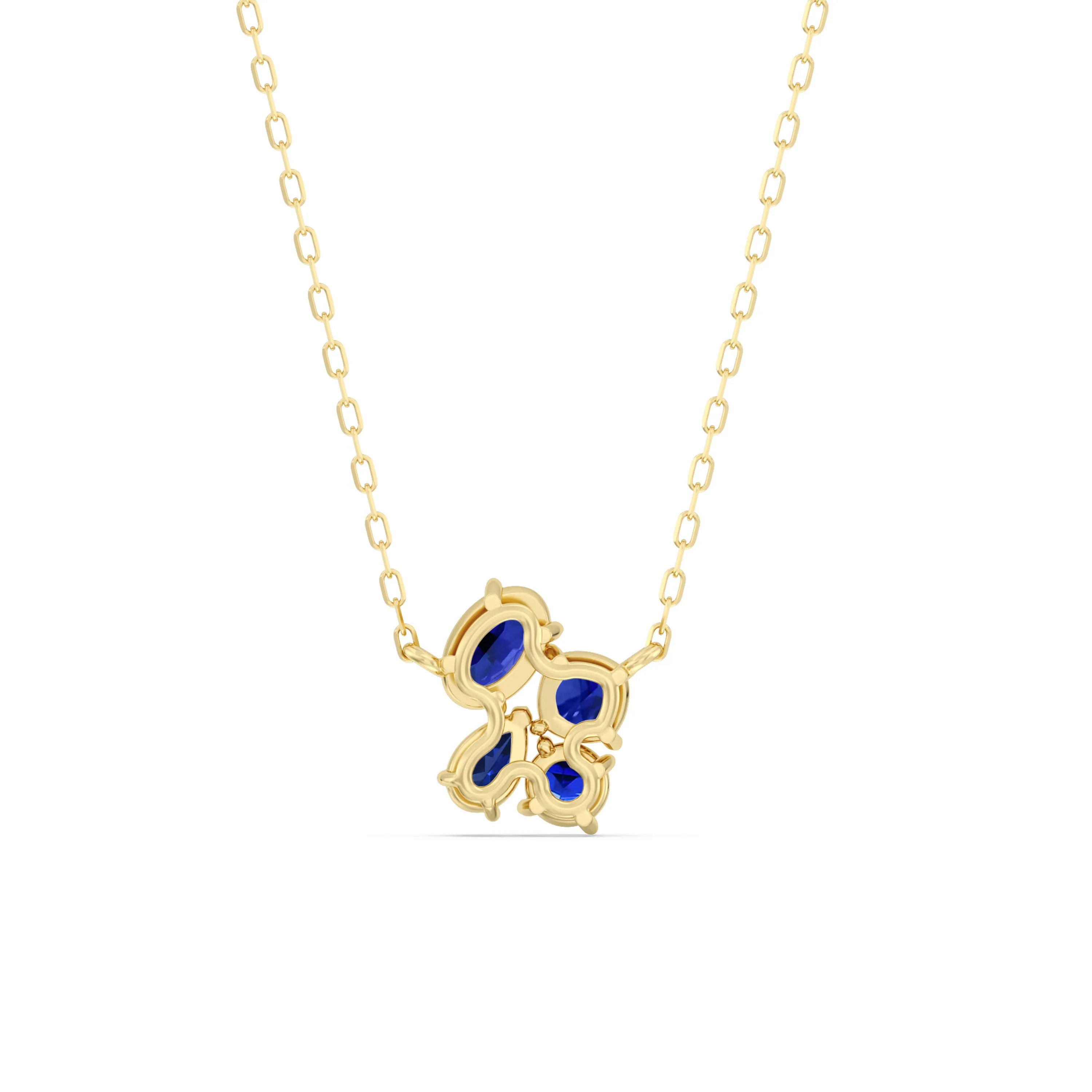 Sapphire Brilliant Cluster Necklace