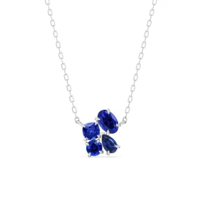 Sapphire Brilliant Cluster Necklace