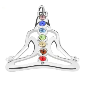 Seven Rainbow Rhinestone Pave 7 Chakra Pendant