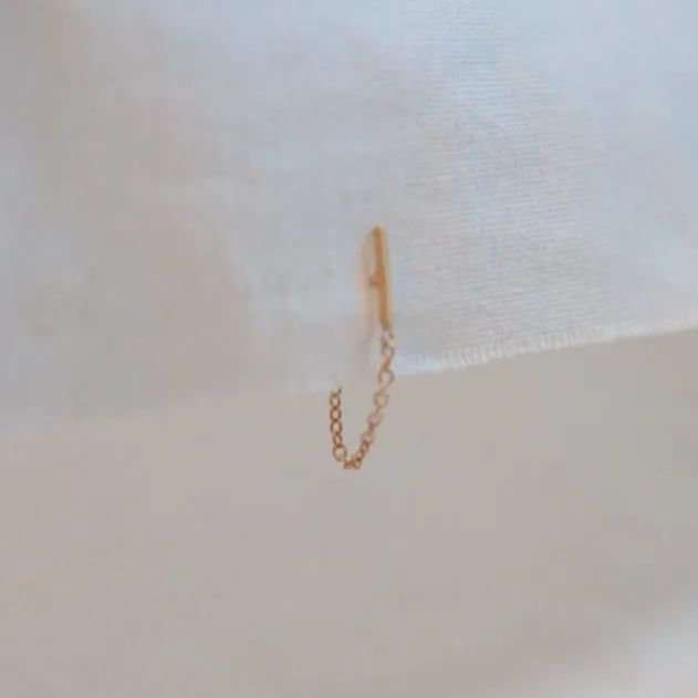 Short Chain Loop Sprinkle Stud Earring - Solid 14kt