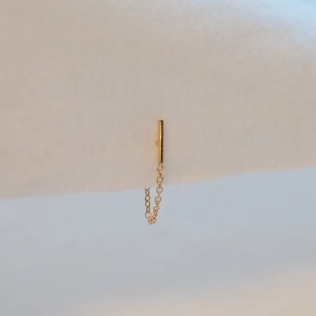 Short Chain Loop Sprinkle Stud Earring - Solid 14kt