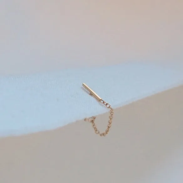 Short Chain Loop Sprinkle Stud Earring - Solid 14kt