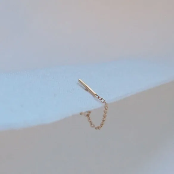 Short Chain Loop Sprinkle Stud Earring - Solid 14kt