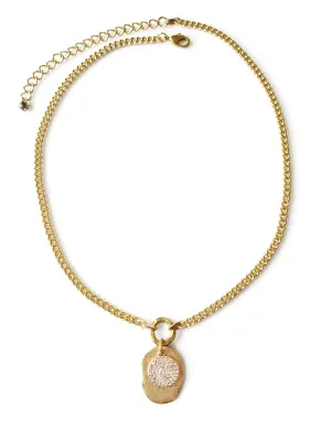 Short Rose Gold Coin Gold Disc Necklace
