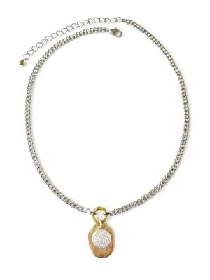 Short Silver Coin Gold Disc Necklace