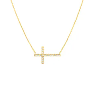 Sideways Cross Necklace with 1/5ct Diamond
