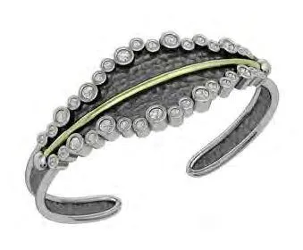 Silver Bracelet Yellow Gold White CZ