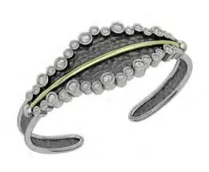 Silver Bracelet Yellow Gold White CZ