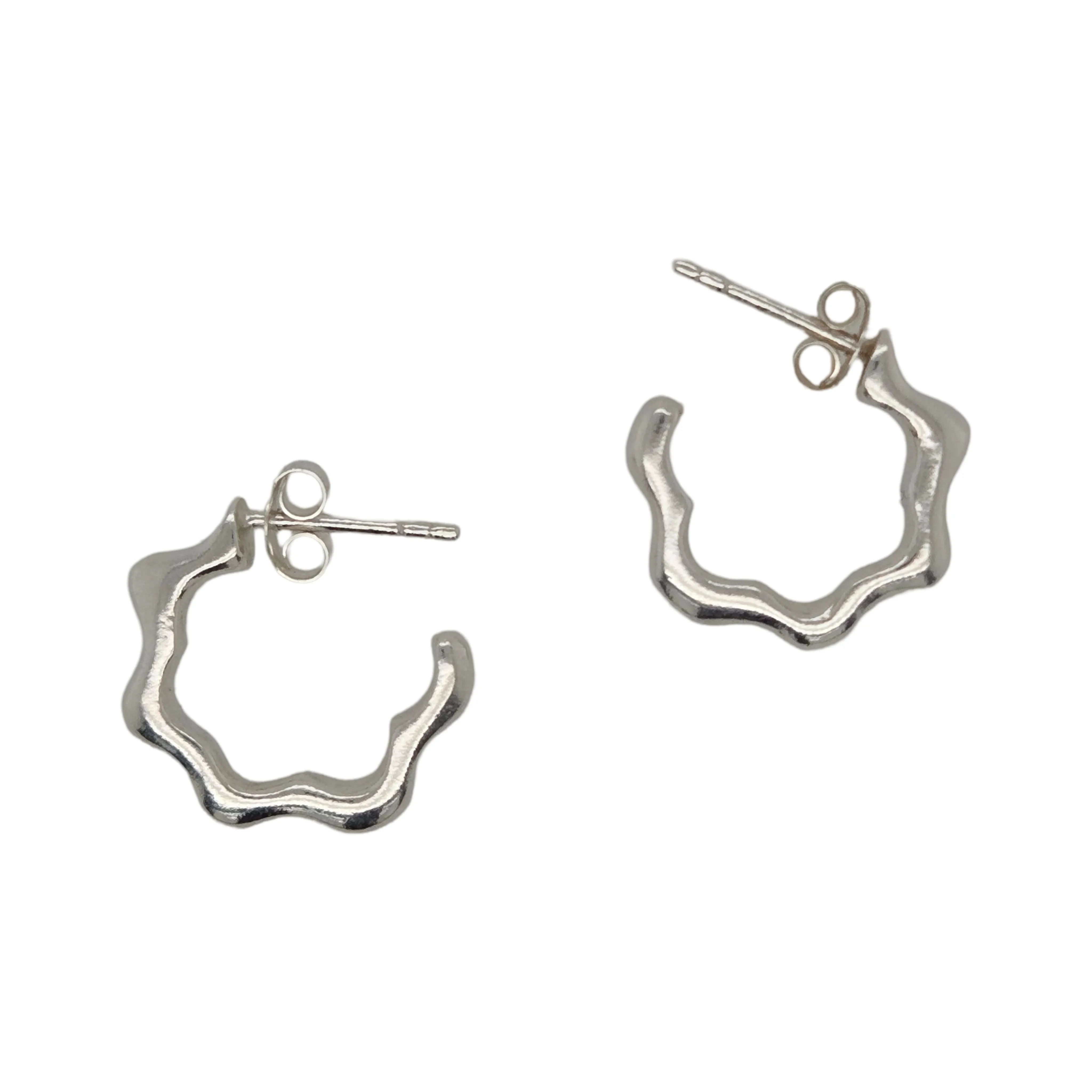 Silver Mini Wavy Hoops