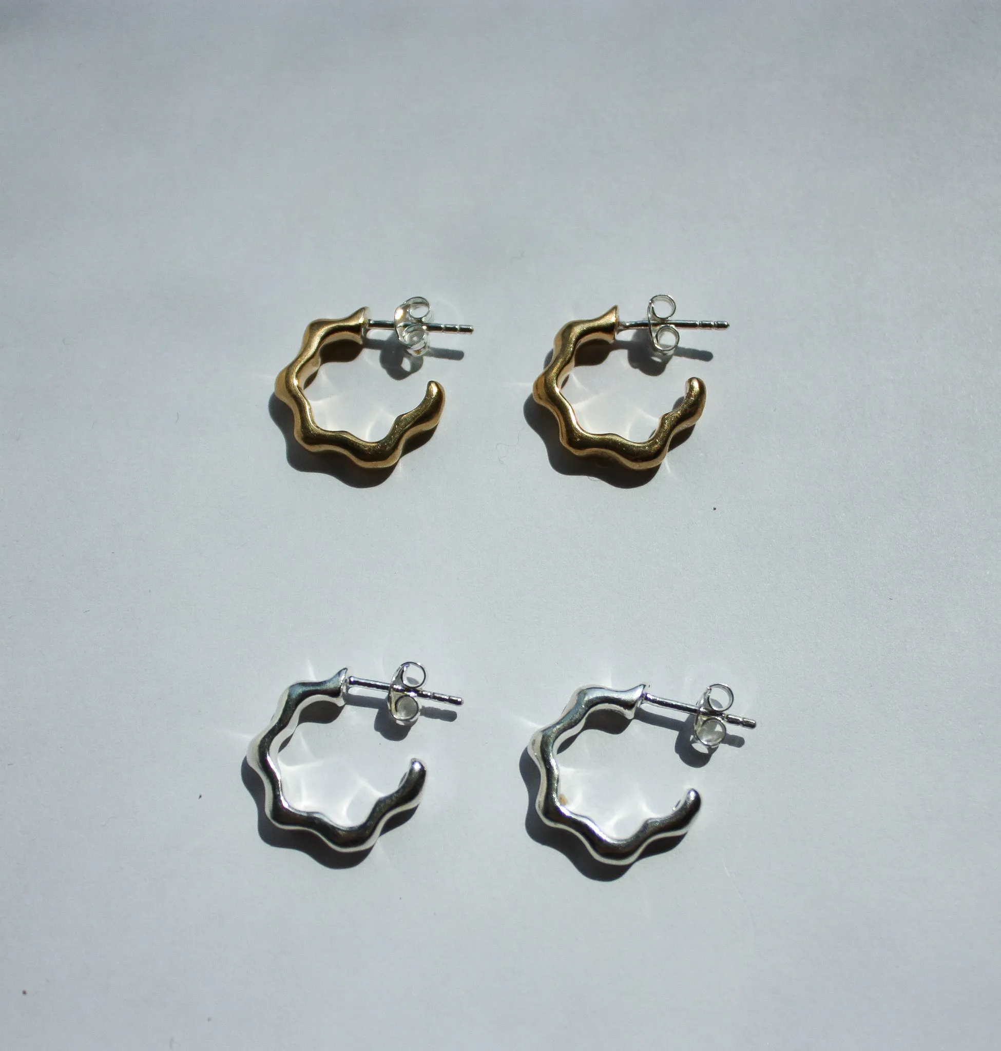 Silver Mini Wavy Hoops
