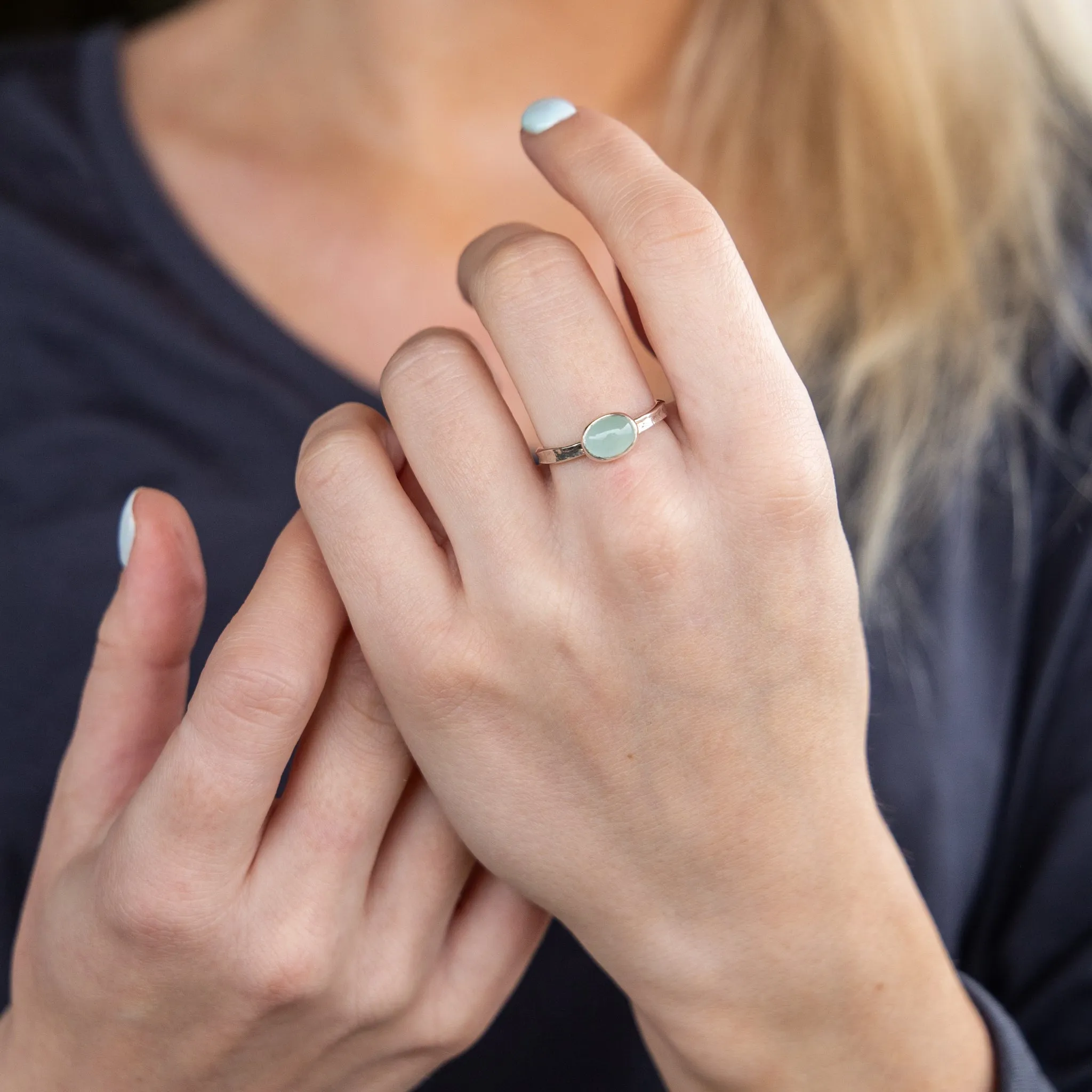 Silver Oval Aquamarine Storybook Ring