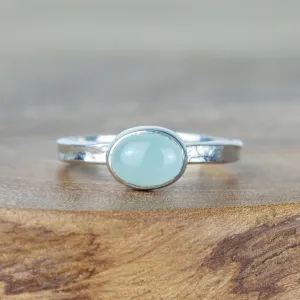 Silver Oval Aquamarine Storybook Ring