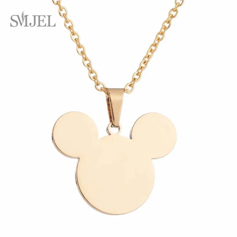 SMJEL Stainless Steel Necklaces for Women Jewelry Mini Animal Rabbit Necklace Heart Beat Dog Paw Print Collier Femme Wholesale