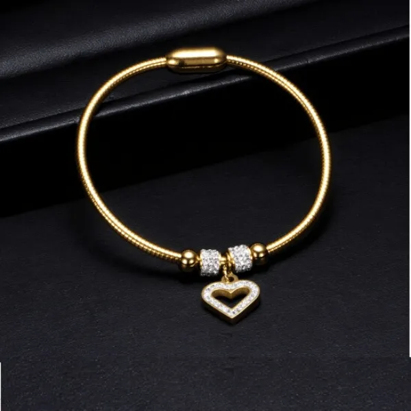 Sparkling Rhinestone Heart Women's Bracelets with Charms
