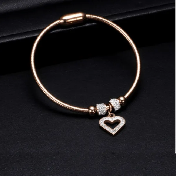 Sparkling Rhinestone Heart Women's Bracelets with Charms