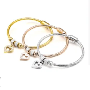 Sparkling Rhinestone Heart Women's Bracelets with Charms