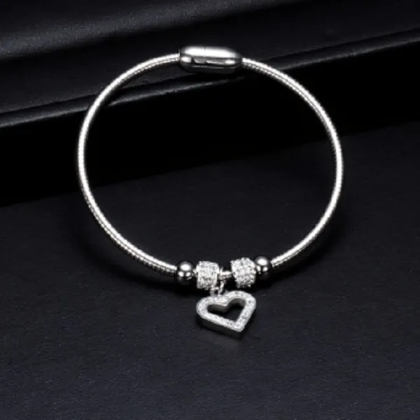 Sparkling Rhinestone Heart Women's Bracelets with Charms