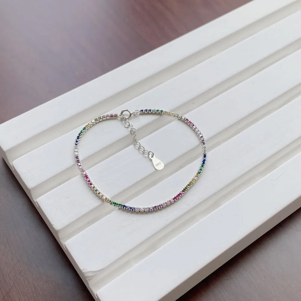 Sparkling Strand Multi Colour CZ Tennis Bracelet