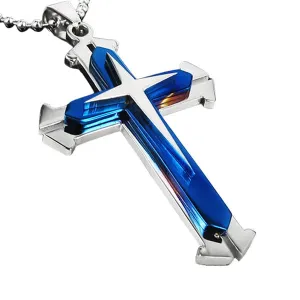 Stainless Steel Dual Tone Men's Cross Pendant