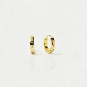 Star Set Diamond Huggie Hoops In Gold Vermeil