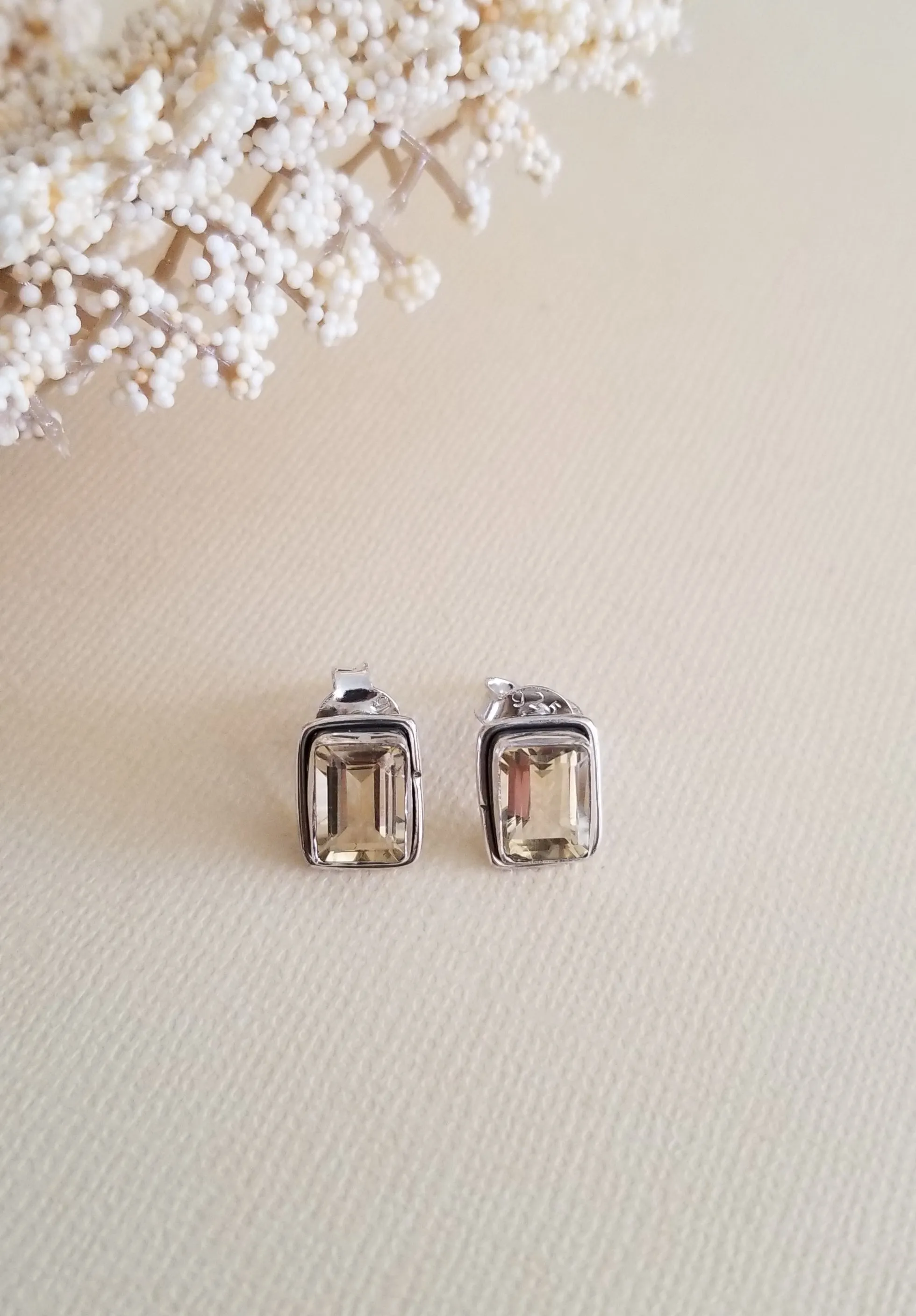 Sterling Silver Citrine Stud Earrings