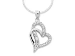 Sterling Silver Interlocking Heart Necklace