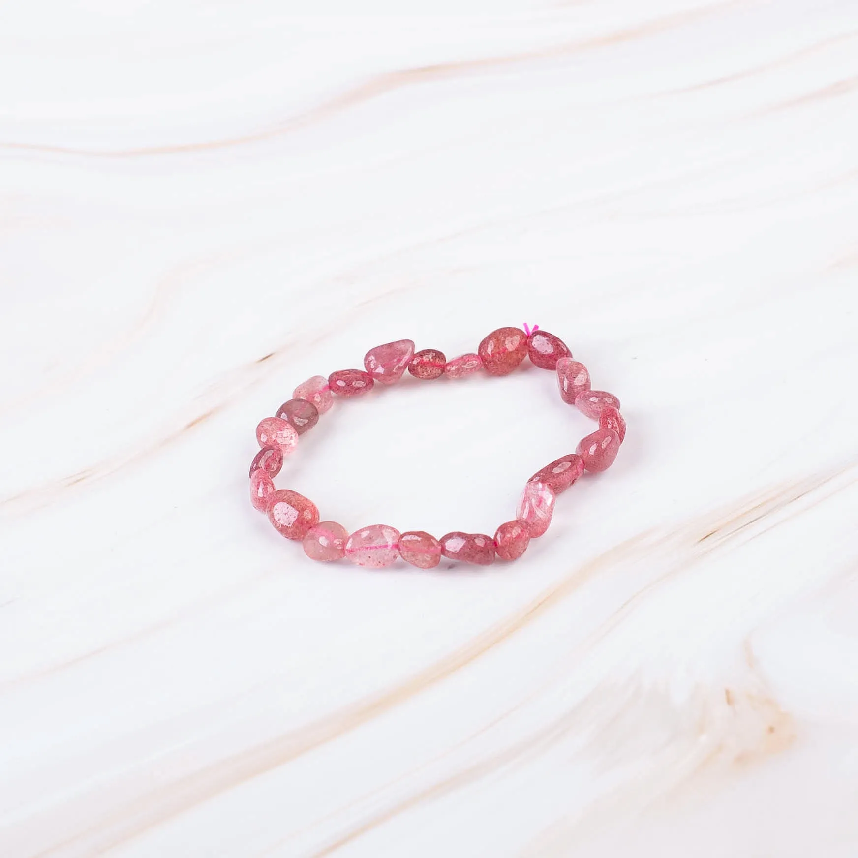 Strawberry Quartz Pebble Beaded Bracelet