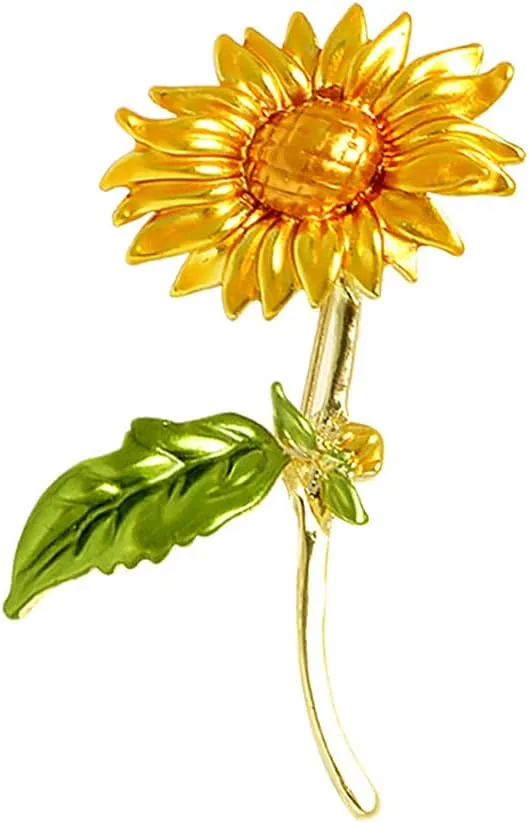 Sunflower Brooches Enamel Brooch Pins Breastpin for Women Girls Clothes Collar Dress Scarf Decoration (Red)