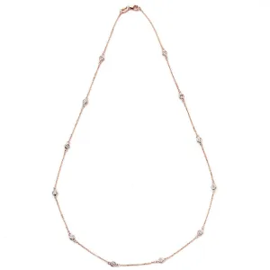 Suzy Levian 14k Rose Gold 2 3/5ct TDW Diamond Station Necklace