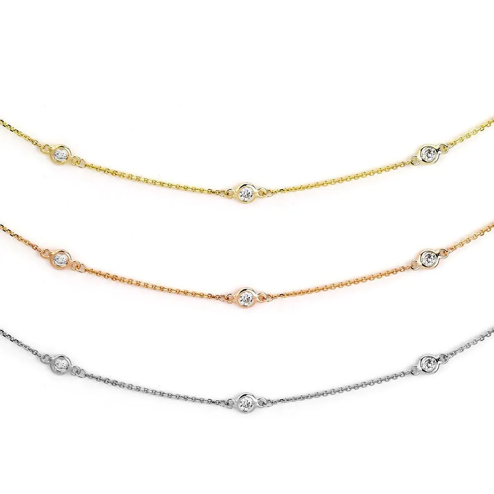 Suzy Levian 14k Rose Gold 2 3/5ct TDW Diamond Station Necklace
