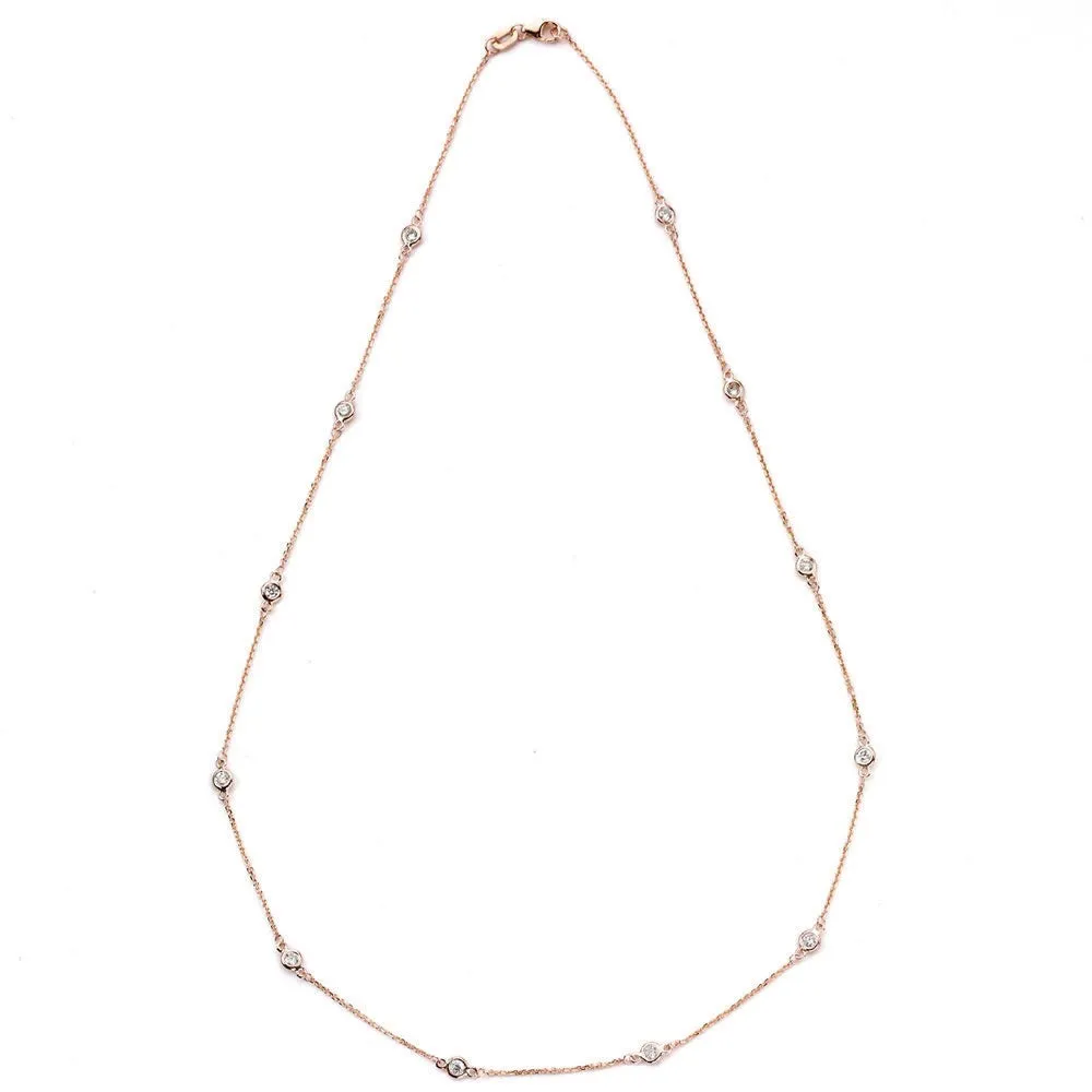 Suzy Levian 14k Rose Gold 2 3/5ct TDW Diamond Station Necklace