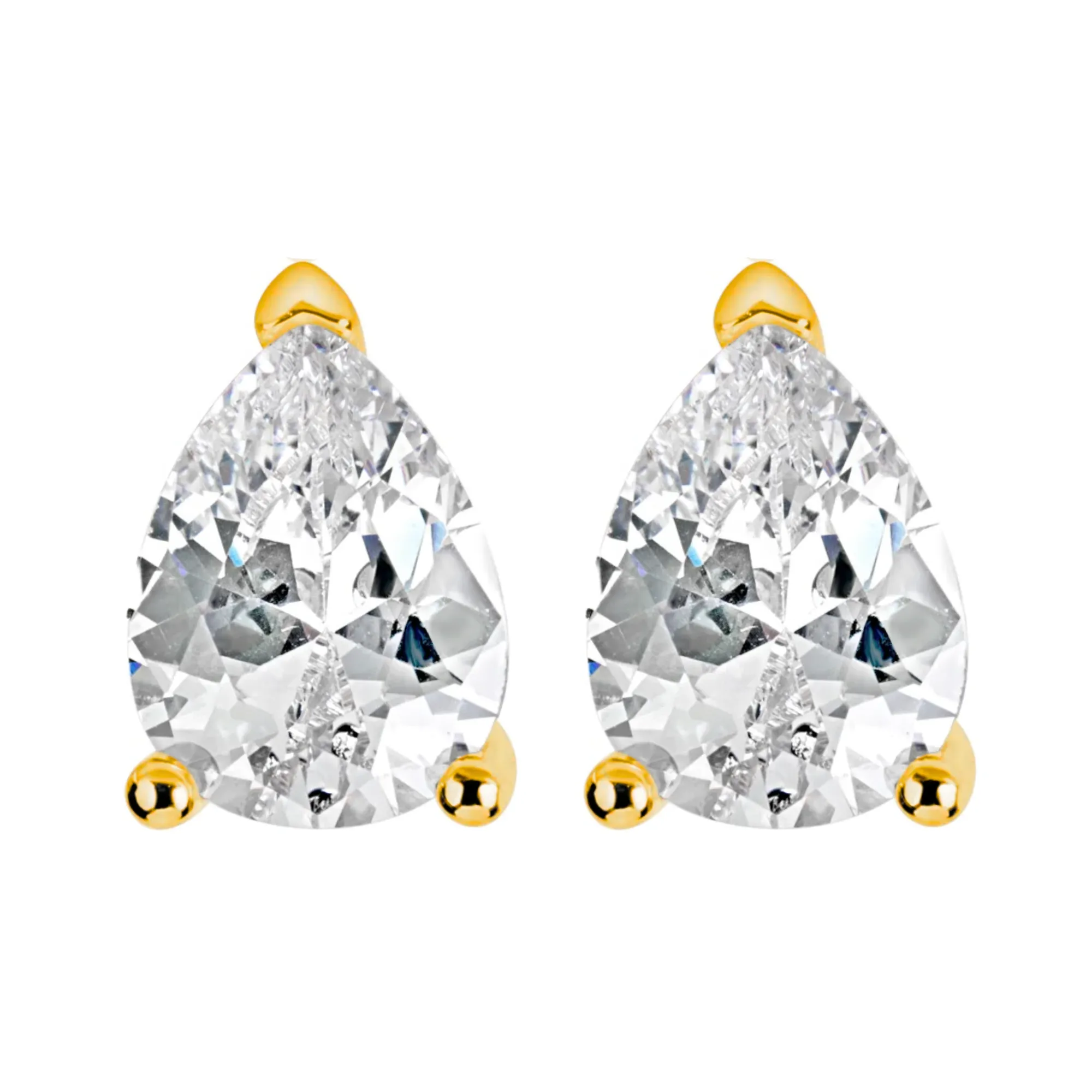 Suzy Levian Yellow Sterling Silver Pear Shape Cubic Zirconia Studs