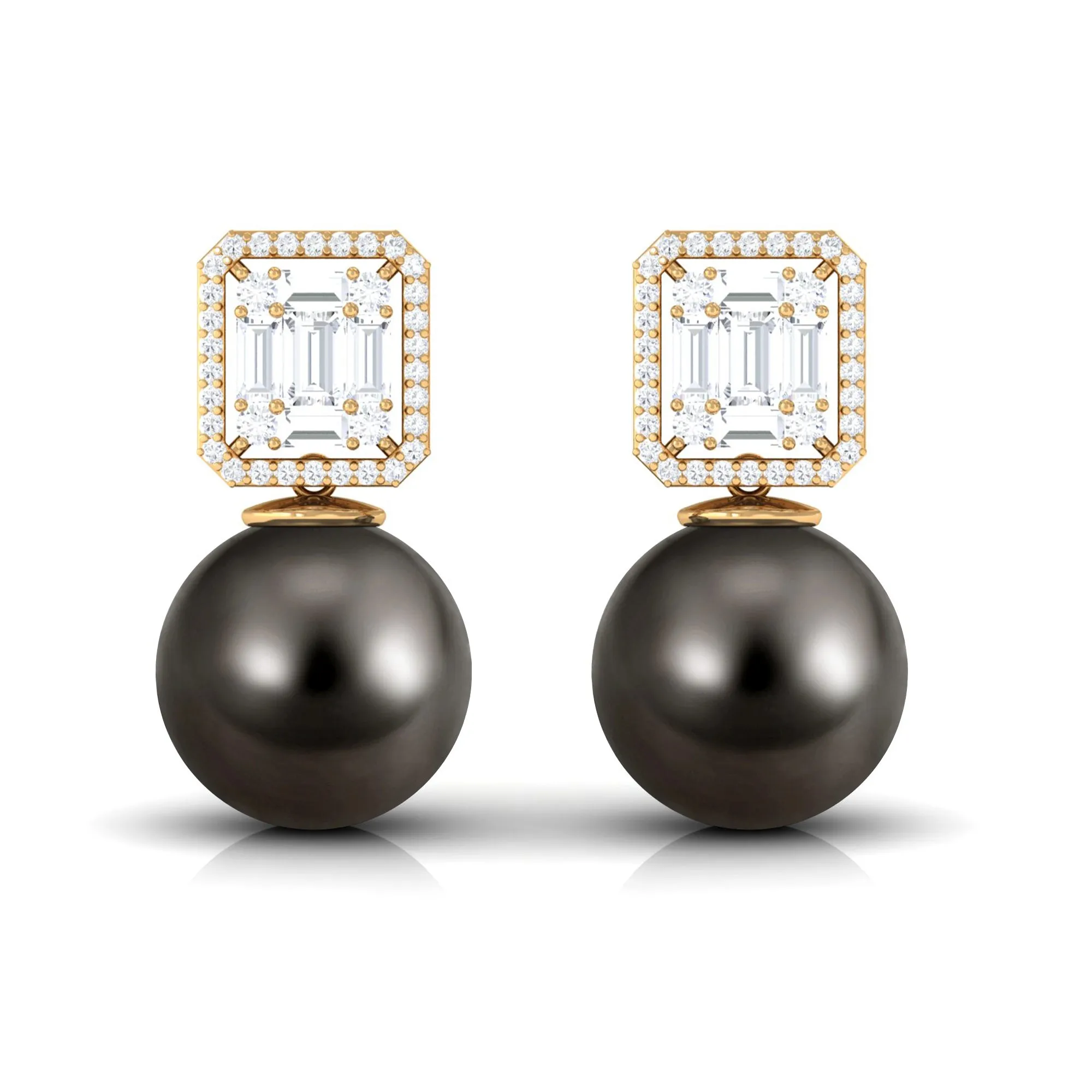 Tahitian Pearl Classic Drop Earrings with Diamond