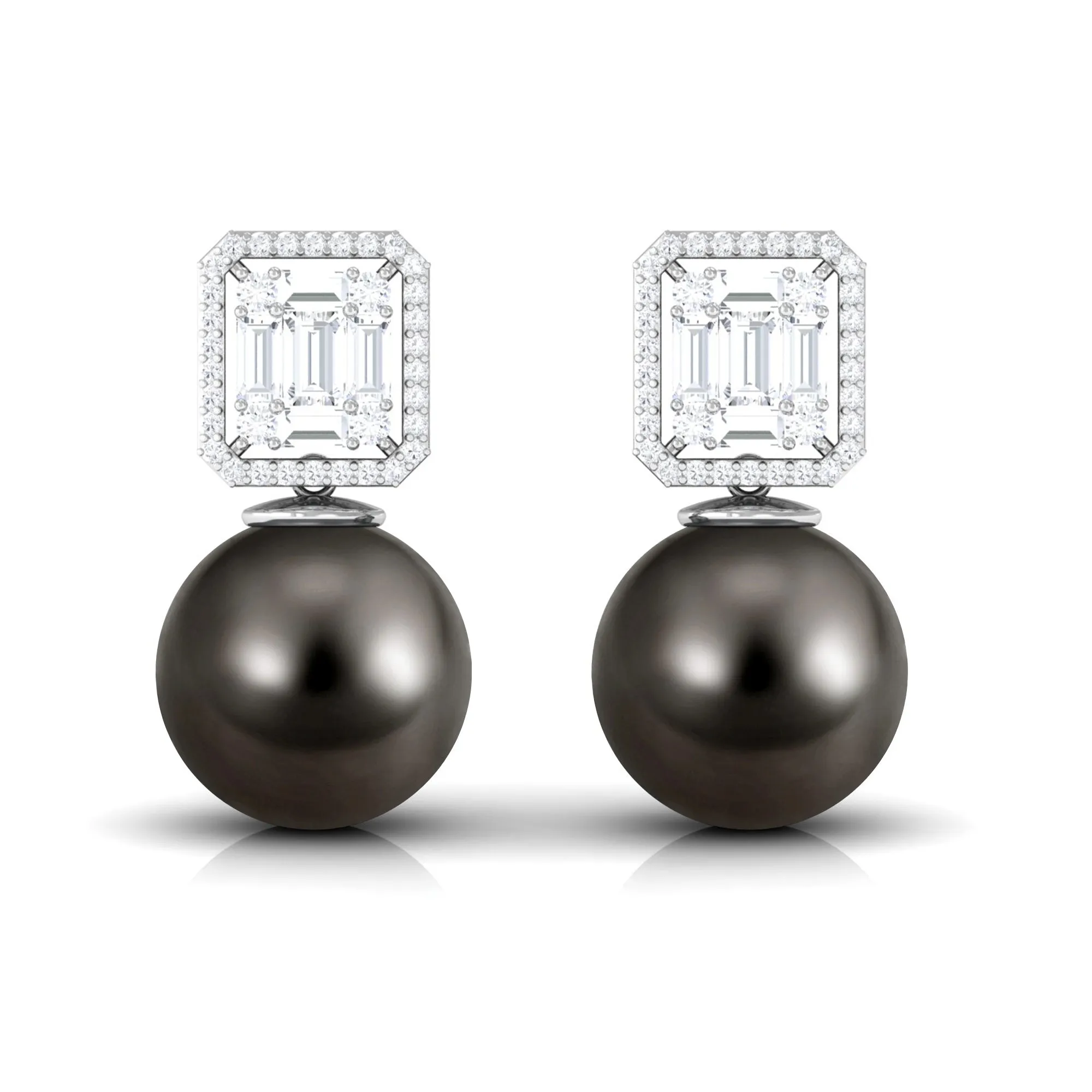 Tahitian Pearl Classic Drop Earrings with Diamond